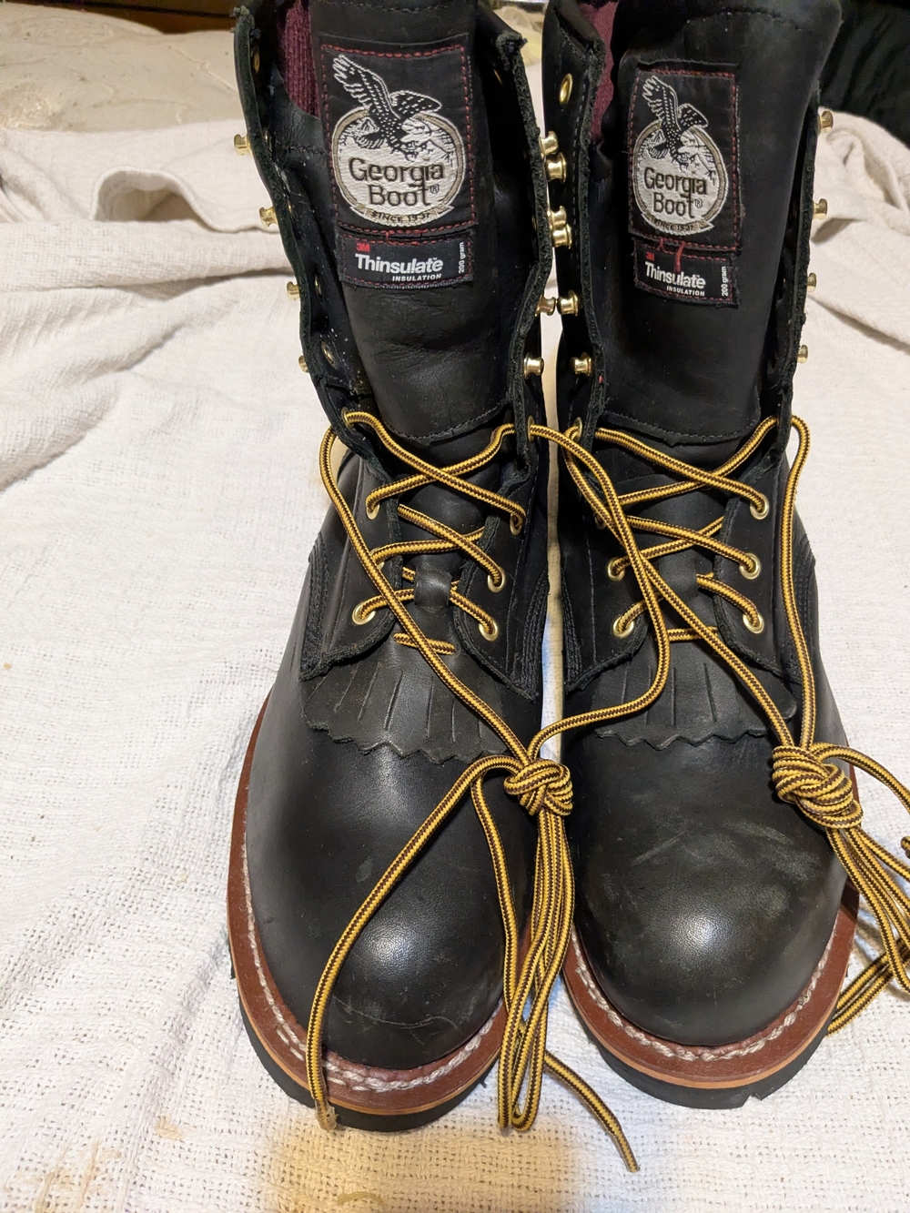 Mens G9380 Georgia Men's Leather Waterproof Safety Loggers 14M Black